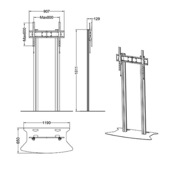 Staffa TV a Pavimento ITB Solution MB2579 per Schermi fino a 110" 125kg - immagine 6