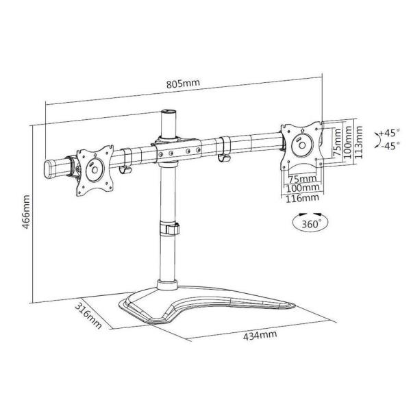 Staffa Monitor ITB Solution MB3330 per 2 Schermi fino a 27 da Scrivania - SKU: MB3330 - Immagine 2