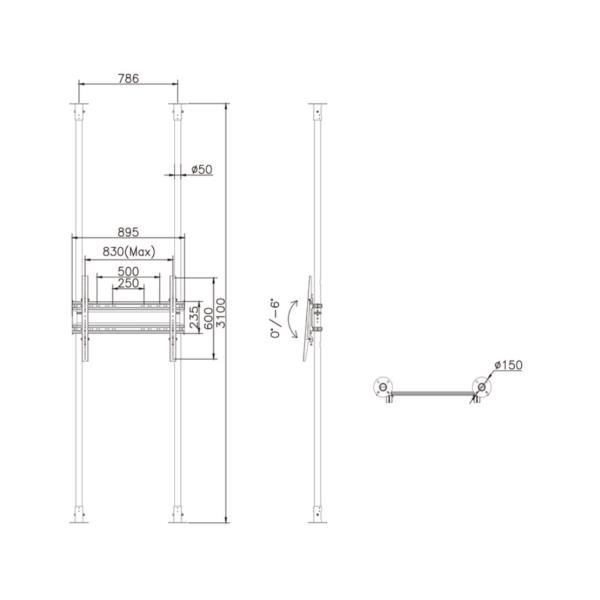 Staffa TV ITB Solution MB7932 per Montaggio a Palo fino a 100" 80kg - immagine 6