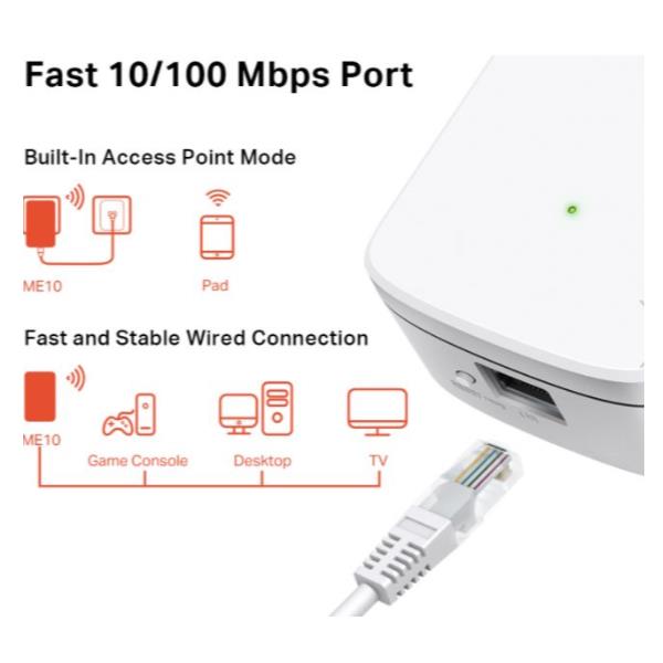Bridge Wireless Mercusys ME10 300Mbps 2.4GHz Porta LAN - immagine 3