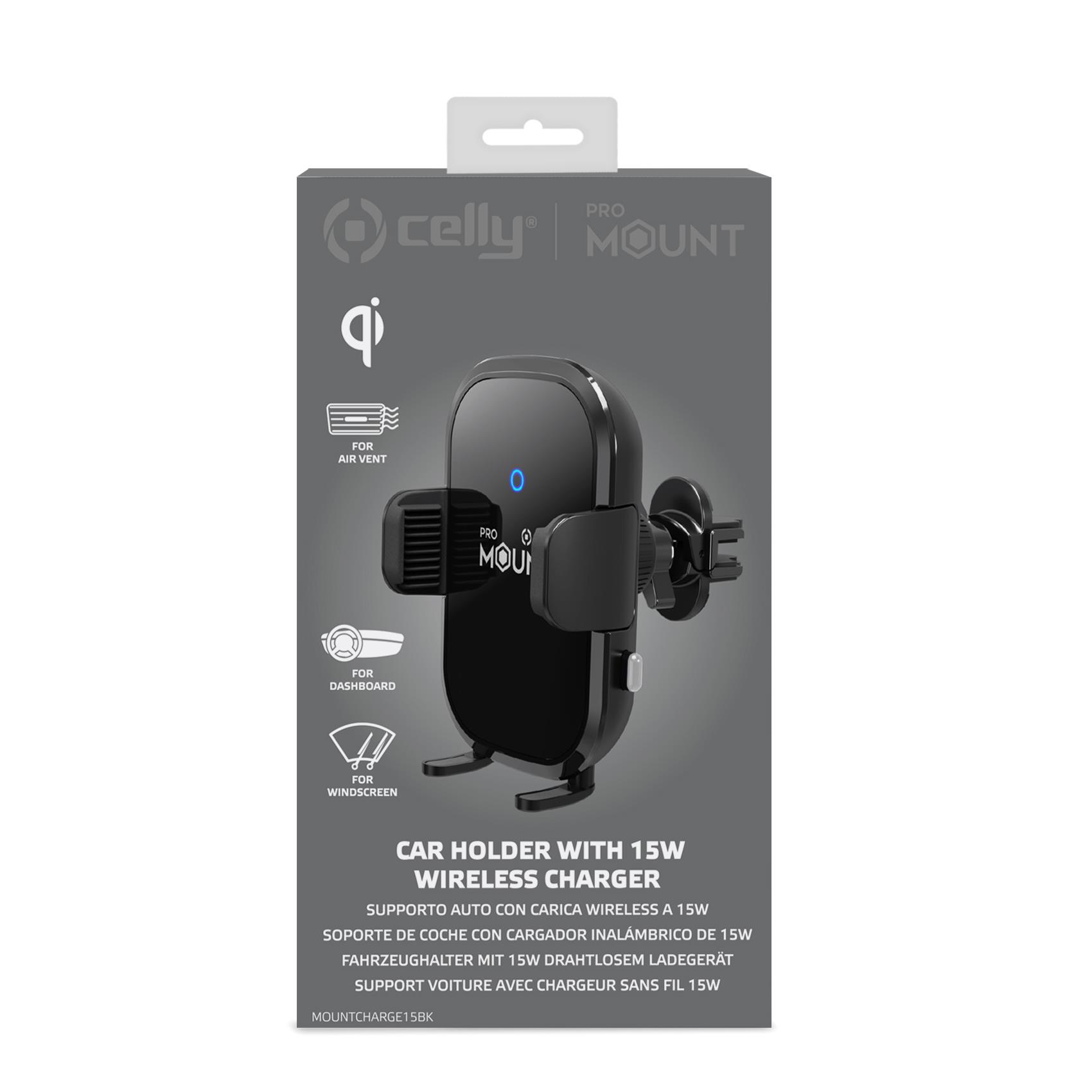 Supporto Auto Celly MOUNTCHARGE15 con Ricarica Wireless 15W - immagine 6
