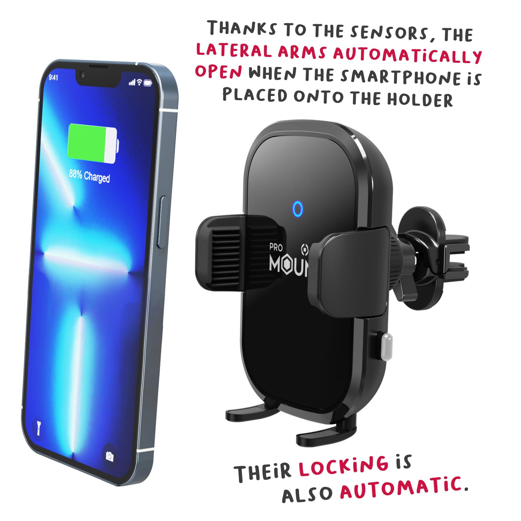 Supporto Auto Celly MOUNTCHARGE15 con Ricarica Wireless 15W - immagine 8