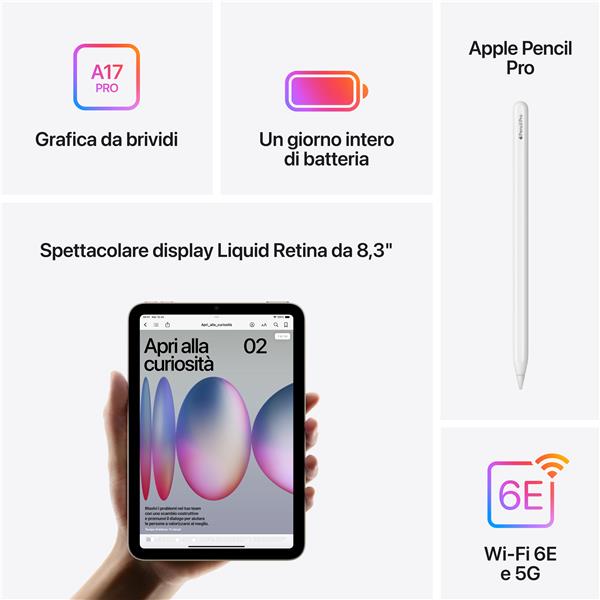 Tablet Apple iPad mini 8.3" Wi-Fi + Cellular 256GB 8GB Viola eSIM - immagine 6