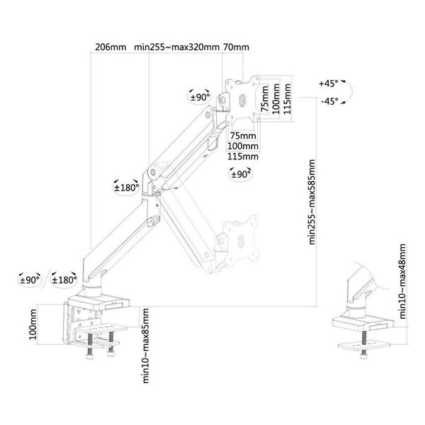 Staffa TV/Monitor Neomounts NM-D775SILVER per Scrivania fino a 49" 16kg - immagine 3