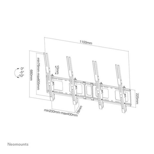 Staffa TV Neomounts NS-WMB200PBLACK a Muro per 2 Schermi fino a 52" 50kg - immagine 5