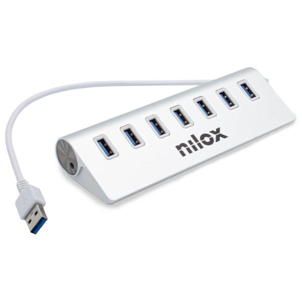 Hub USB Nilox 7 Porte USB 3.0 Grigio - immagine 2