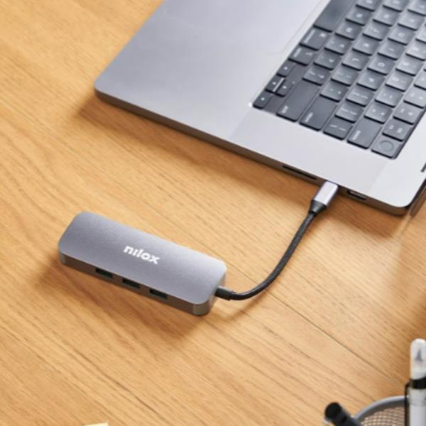 Docking Station USB-C Nilox Universale Grigio Alluminio - immagine 4