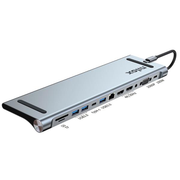 Docking Station USB-C Nilox 12in1 Grigio Alluminio per MacBook - immagine 2
