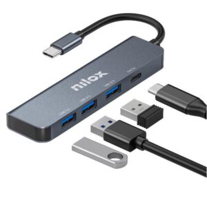 Hub USB Nilox 4 Porte USB-C e USB 3.0 Grigio