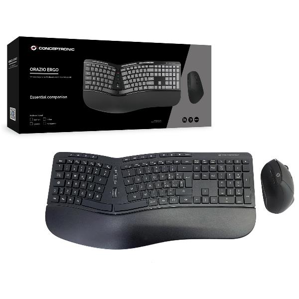Kit Tastiera e Mouse Wireless Conceptronic Ergonomico Italiano - immagine 3