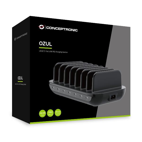 Caricabatterie Notebook Conceptronic Stazione Ricarica USB PD 3.0 7 Porte 160W - immagine 5