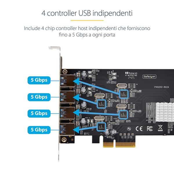 Scheda PCI USB 3.0 Startech P5Q4A-USB-CARD 4 Porte - immagine 5