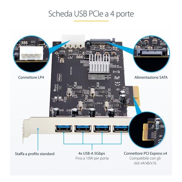 Scheda PCI USB 3.0 Startech P5Q4A-USB-CARD 4 Porte - immagine 13