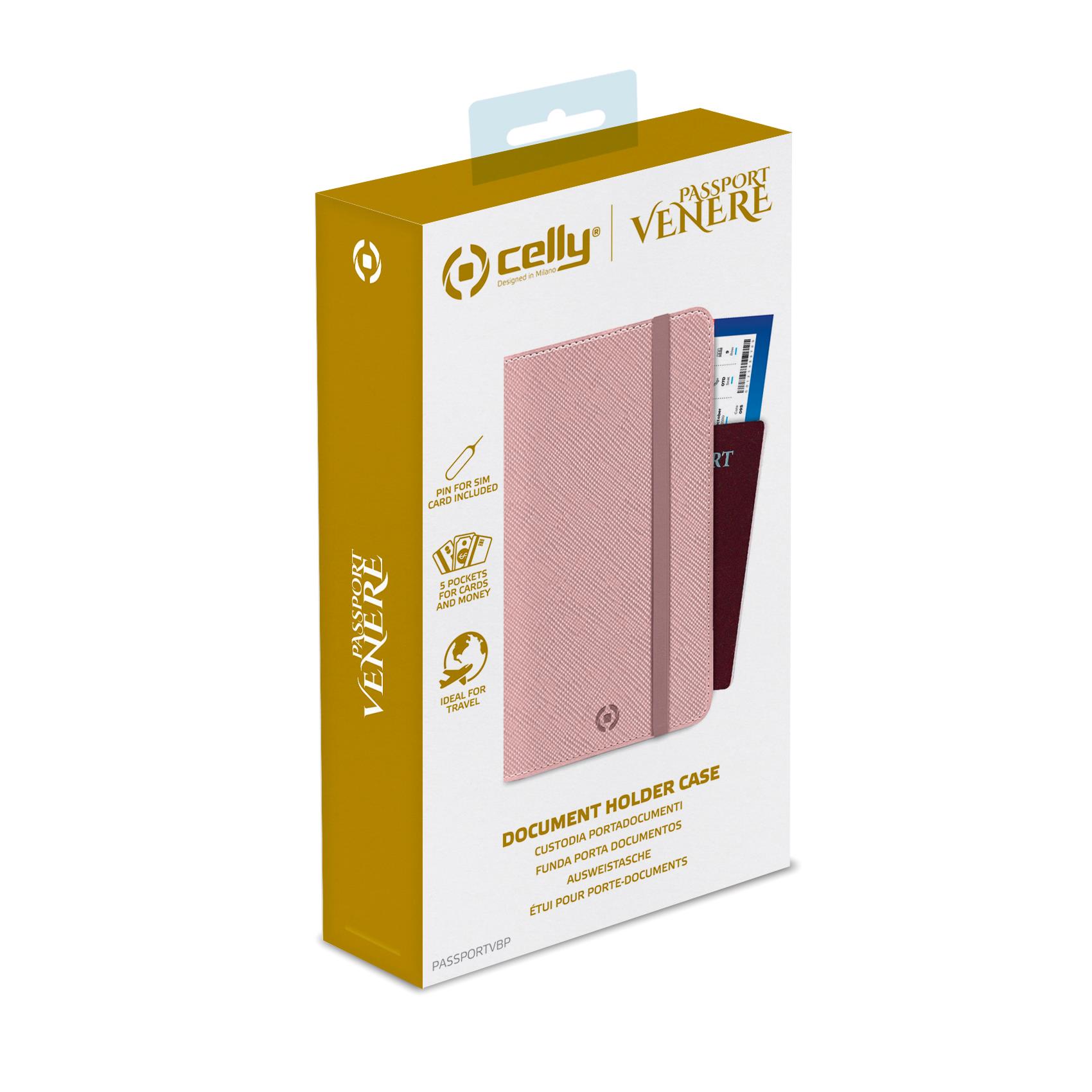 Custodia Universale Documenti Celly PASSPORTV Similpelle Rosa - immagine 3