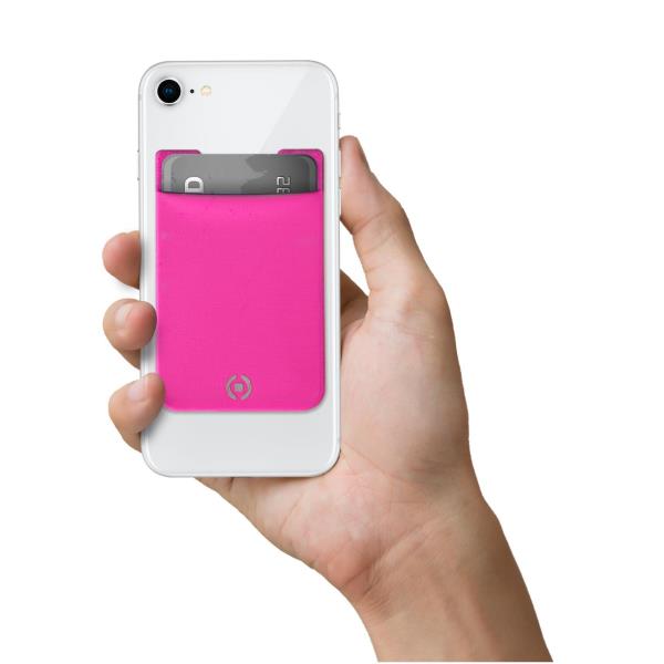 Portacarte Universale Celly PocketFix Adesivo Rosa - immagine 3