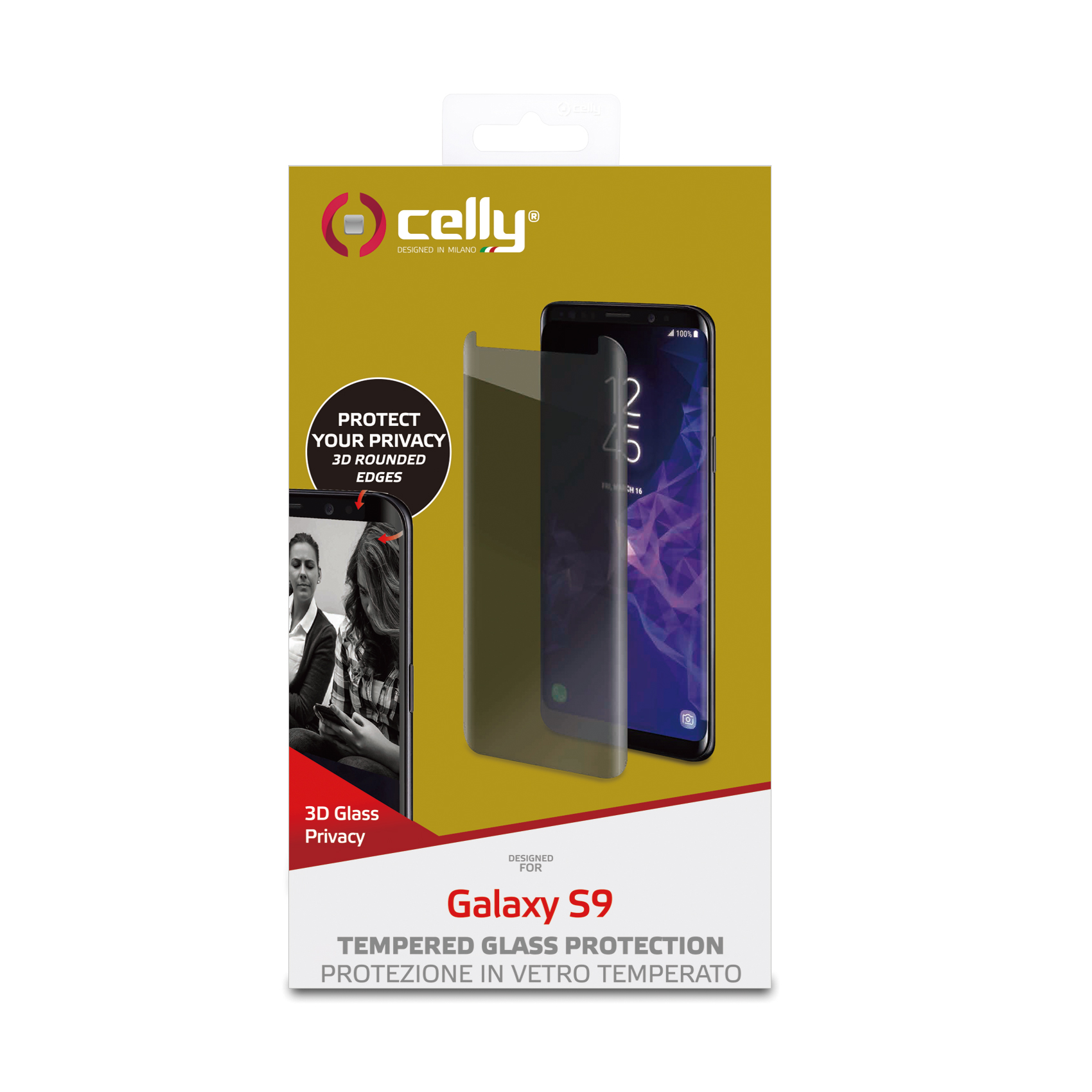 Proteggi Schermo Celly Privacy 3D Glass per Samsung Galaxy S9 - immagine 2