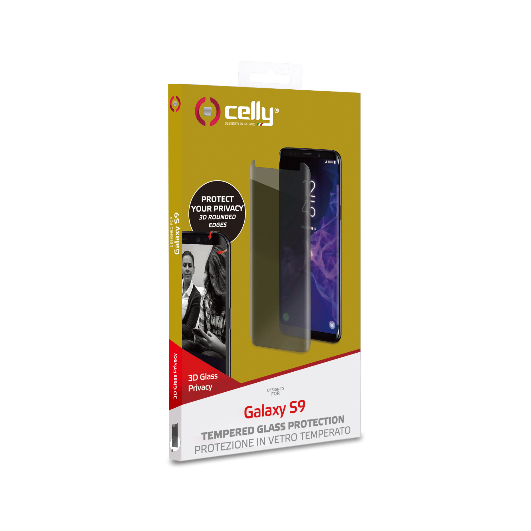 Proteggi Schermo Celly Privacy 3D Glass per Samsung Galaxy S9 - immagine 3