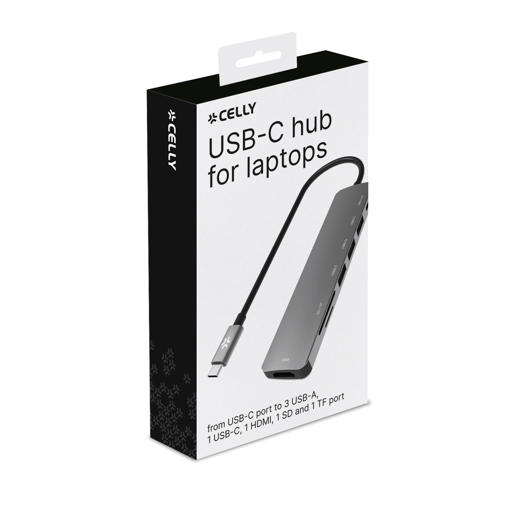 Hub USB Celly PROHUB7IN1 7-in-1 USB-C Adapter Grigio - immagine 2