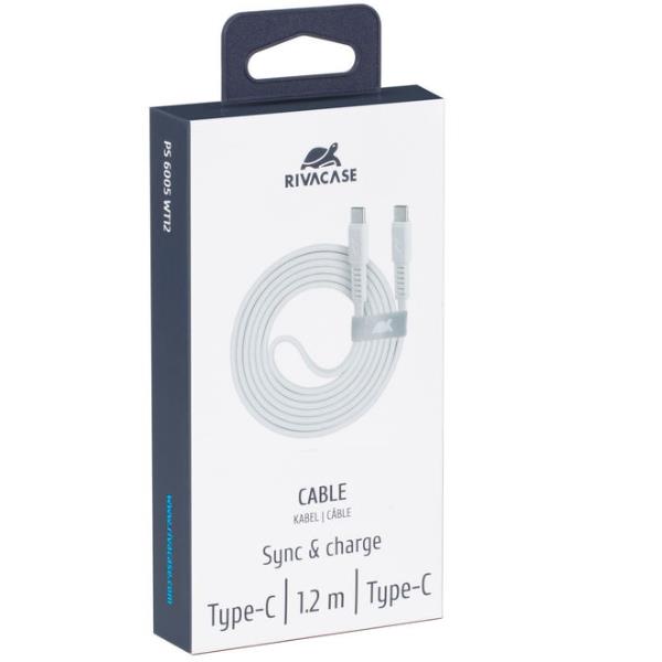 Cavo USB-C Rivacase Piatto 1.2m Bianco USB-C/USB-C - immagine 3