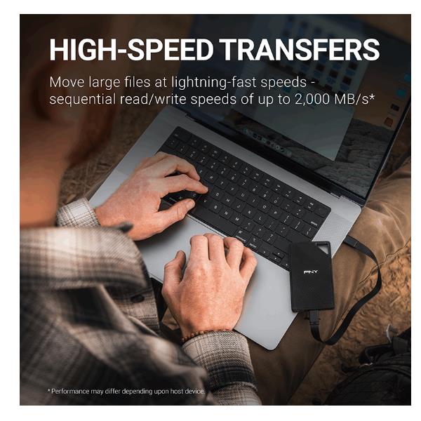 SSD Esterno PNY RP60 1TB USB 3.2 Gen 2x2 Type-C 2000MB/s - immagine 2