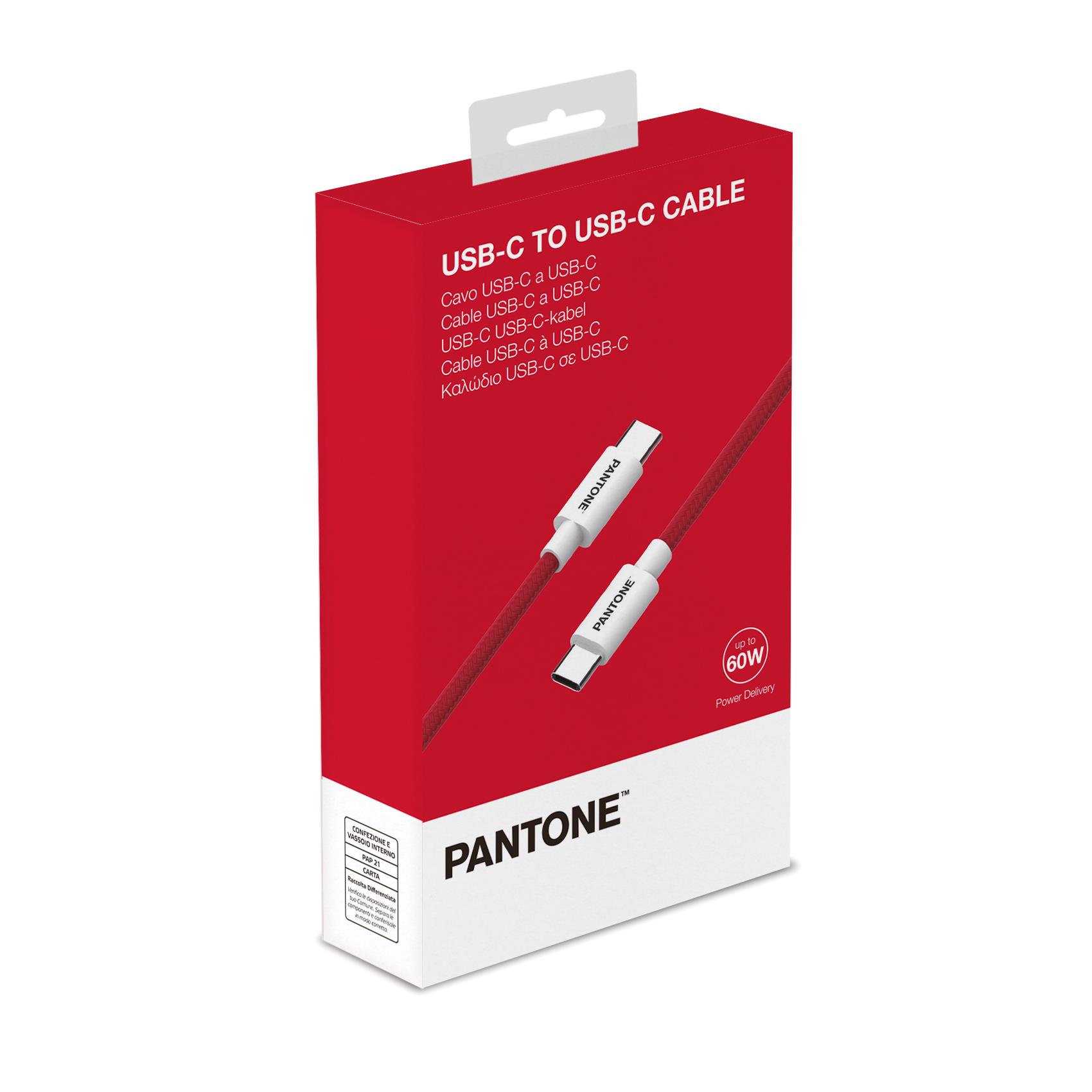 Cavo USB-C Pantone 60W 1.5m Nylon Rosso - immagine 2