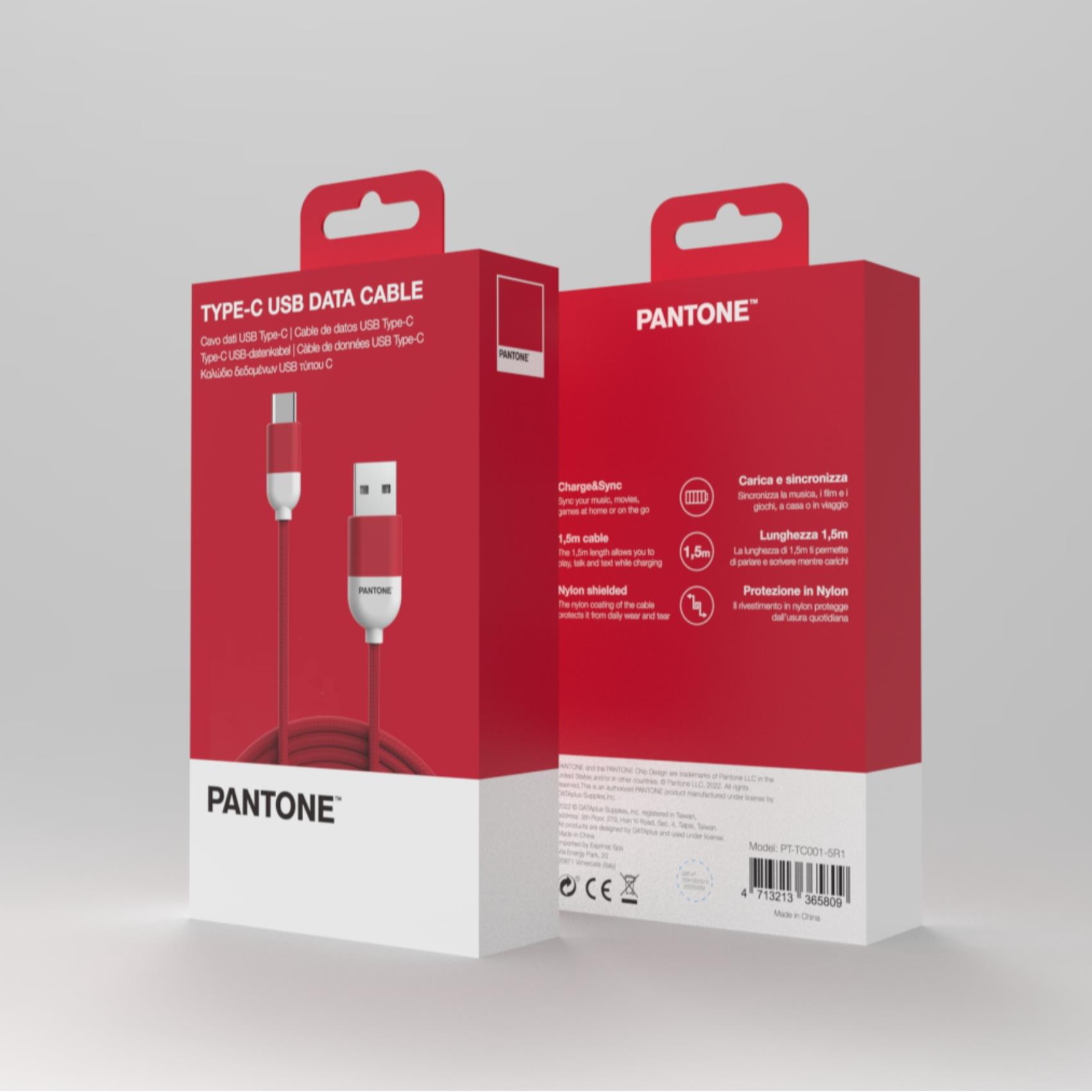 Cavo USB-A USB-C Pantone 10W 1.5m Ricarica Rapida Rosso - immagine 2