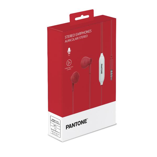 Auricolari Pantone Stereo Wired con Microfono e Controllo Volume Rosso - immagine 3