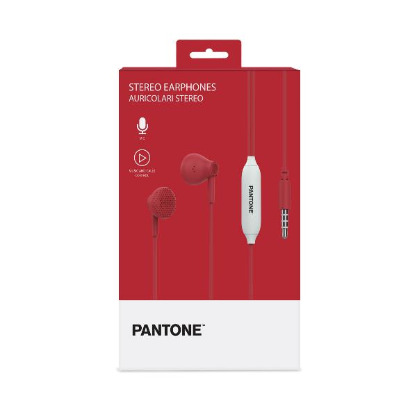 Auricolari Pantone Stereo Wired con Microfono e Controllo Volume Rosso - immagine 4