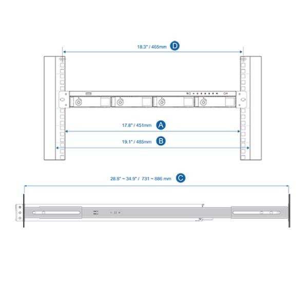 Kit Montaggio Rack Qnap RAIL-B02 per Server e NAS - immagine 3