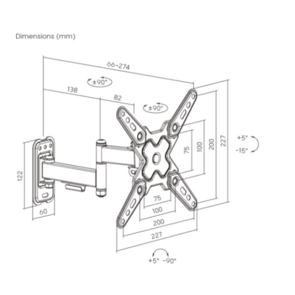 Staffa TV ITB Solution RO17.99.1234 per Schermi fino a 43" 20kg - immagine 2