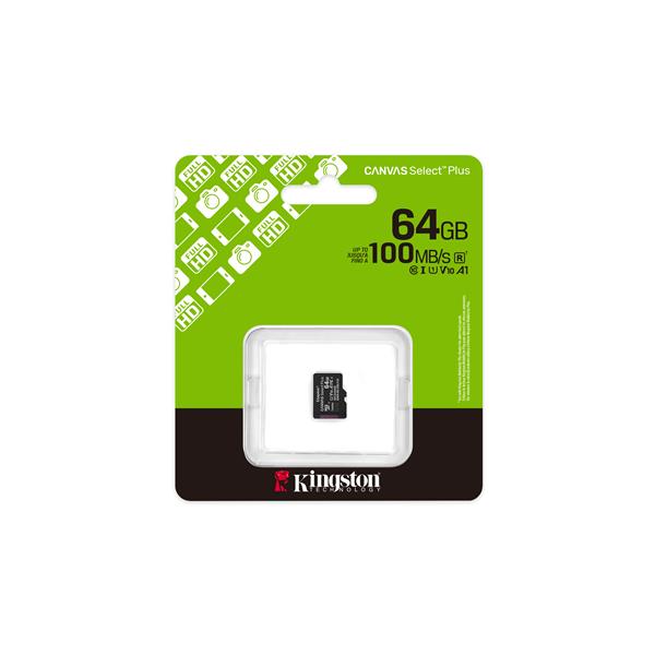 Memory Card Micro SD Kingston Canvas Select Plus 64GB Classe 10 100MB/s - immagine 2