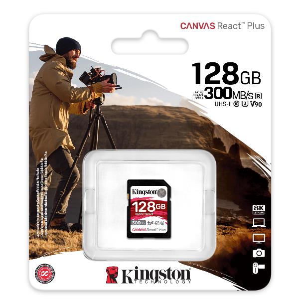 Micro SD Kingston Canvas React Plus 128GB UHS-II 300MB/s V90 4K - immagine 3
