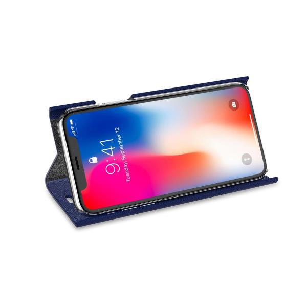 Custodia Smartphone Celly SHELL per iPhone Xs/X Blu Similpelle - immagine 3