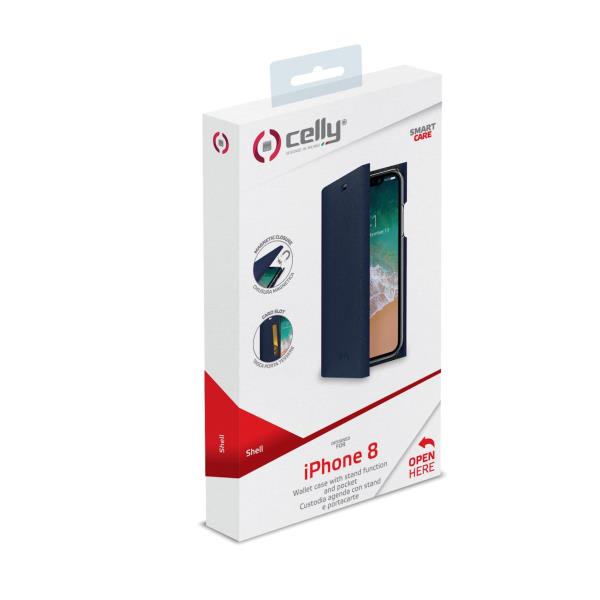 Custodia Smartphone Celly SHELL per iPhone Xs/X Blu Similpelle - immagine 6