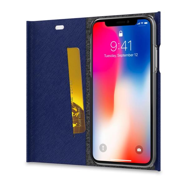Custodia Smartphone Celly SHELL per iPhone Xs/X Blu Similpelle - immagine 2