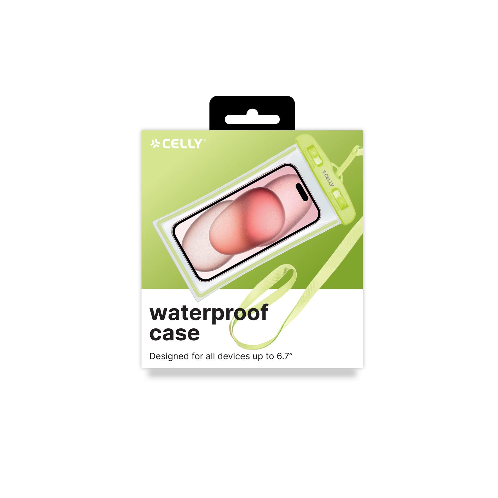 Custodia Impermeabile Celly SPLASHBAG24 per Smartphone fino a 7" IPX8 Verde - immagine 2