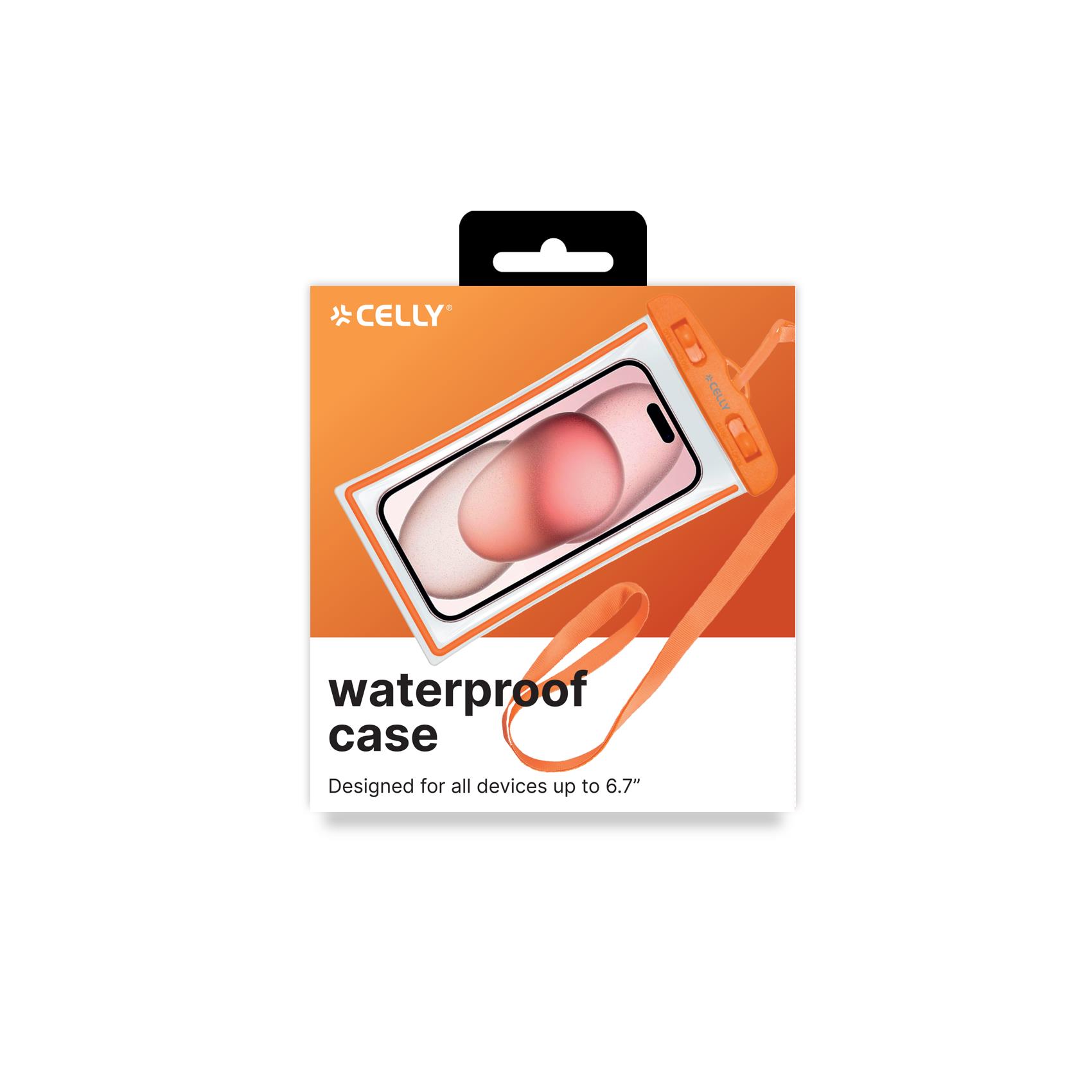 Custodia Impermeabile Celly SPLASHBAG24 per Smartphone fino a 7" IPX8 Arancione - immagine 2