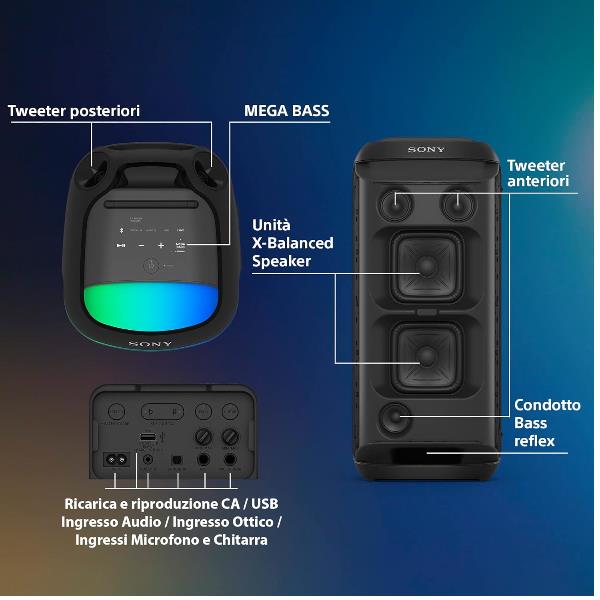 Casse Party Sony XV800 Speaker Wireless Alta Potenza Karaoke - immagine 3