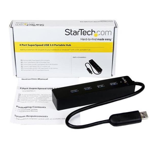Hub USB Startech 4 Porte USB 3.0 Portatile Nero - immagine 3