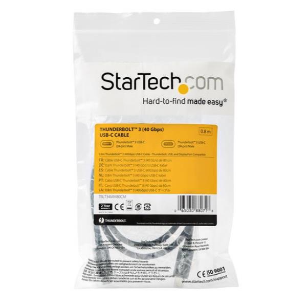 Cavo Thunderbolt 3 Startech USB-C 0.8m High Speed - immagine 3