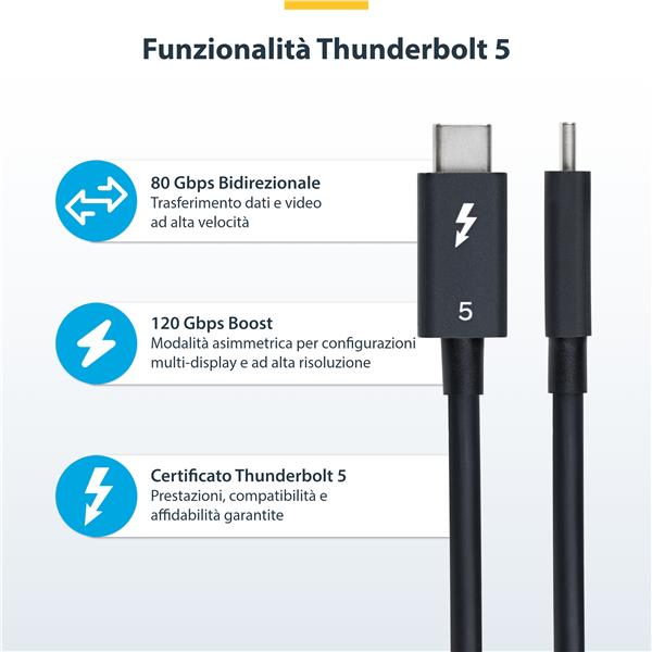 Cavo Thunderbolt Startech TBLT5MM1M240W 1m 240W - immagine 5