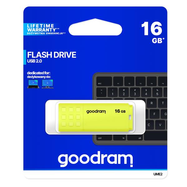 Chiavetta USB Goodram UME2 16GB USB 2.0 Gialla - immagine 3