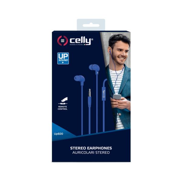 Auricolari Celly UP600 Jack 3.5mm Stereo con Microfono Blu - immagine 3
