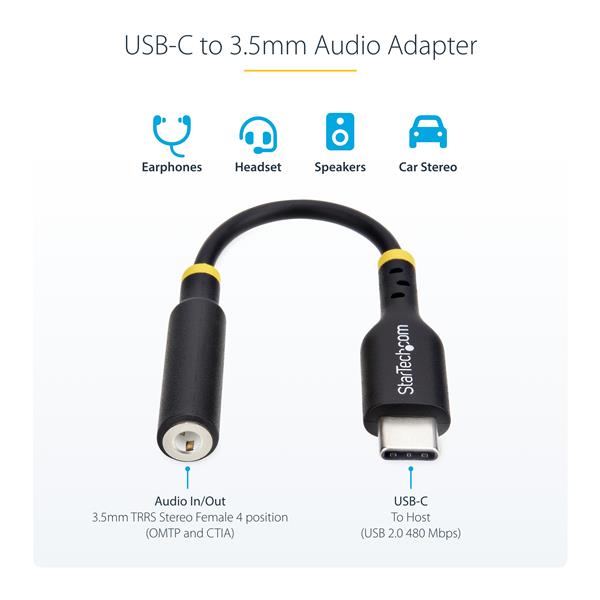 Adattatore Audio Startech USB-C a Jack 3.5mm Nero - immagine 5
