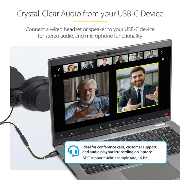 Adattatore Audio Startech USB-C a Jack 3.5mm Nero - immagine 14