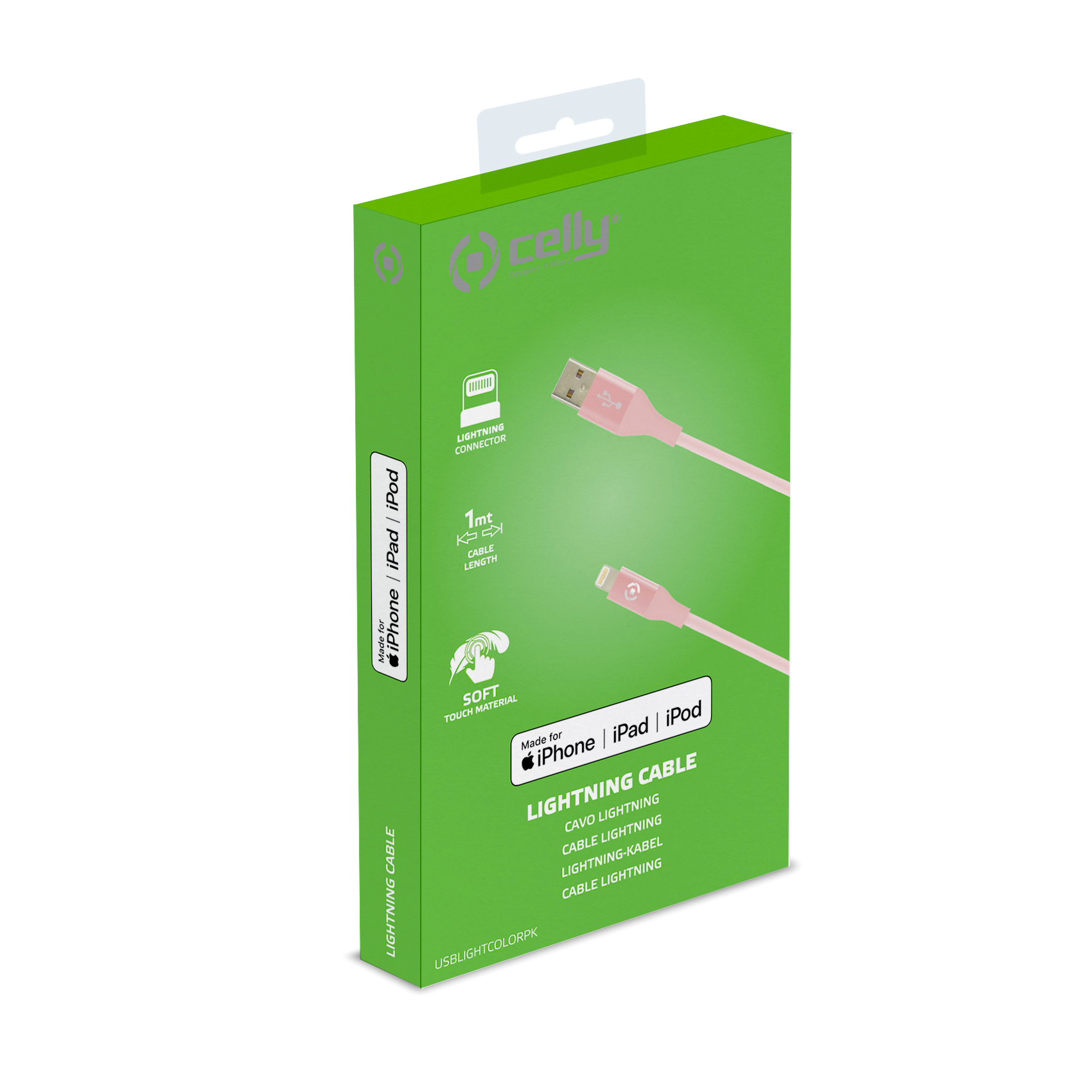 Cavo USB-A/Lightning Celly 1m Silicone Rosa 12W - immagine 5