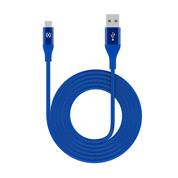 Cavo USB-A Micro USB Celly 3m Silicone Blu 12W Fast Charge - immagine 5