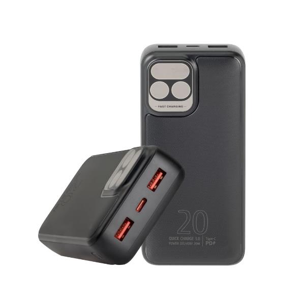 Power Bank Rivacase 20000 mAh PD 20W LCD Display Nero - immagine 6
