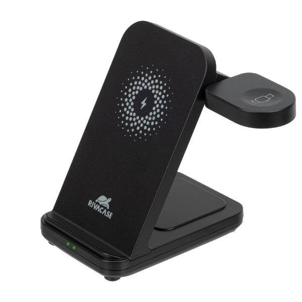 Caricabatterie Wireless Rivacase Stand 3 in 1 15W USB-C Nero - immagine 2
