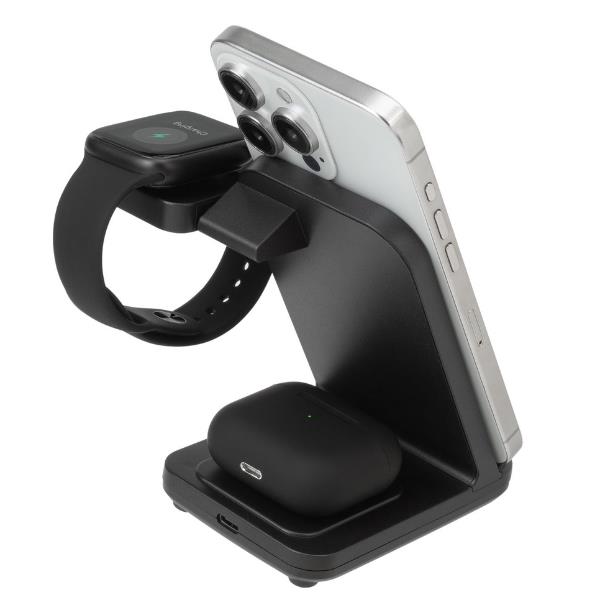 Caricabatterie Wireless Rivacase Stand 3 in 1 15W USB-C Nero - immagine 11